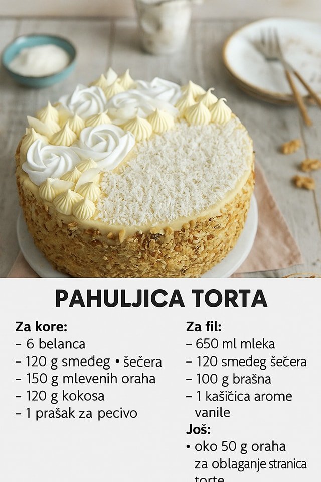 Nije ni malo zahtevna, brzo i jednostavno se pravi, a zaista je prefina- Pahuljica torta