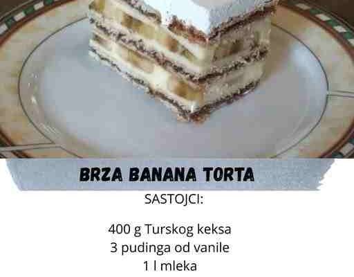 Banana torta jedna brza,preukusna i kremasta torta bez pečenja