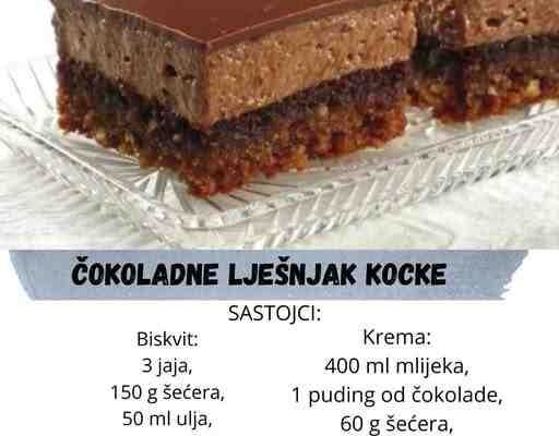 ČOKOLADNE LJEŠNJAK KOCKE: Fina kremasta slastica za prave sladokusce