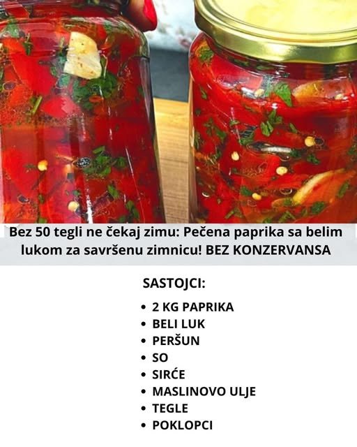 Bez 50 tegli ne čekaj zimu: Pečena paprika sa belim lukom za savršenu zimnicu! BEZ KONZERVANSA