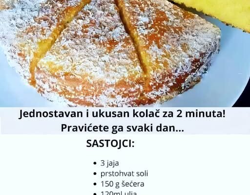 Jednostavan i ukusan kolač za 2 minuta! Pravićete ga svaki dan…