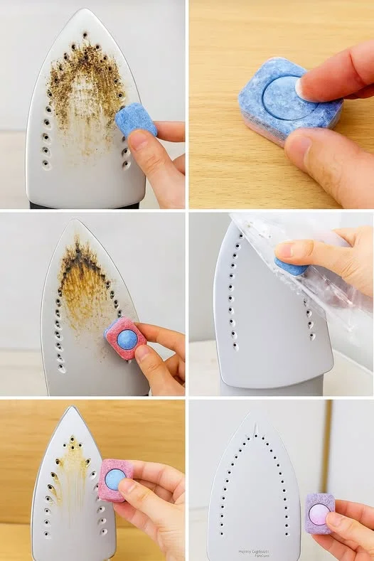 Šta vam je potrebno: 1 tableta za mašinsko pranje suđa (bez omota) Sirće Štapići za uši (pamučni) Papirne ubruse Koraci čišćenja: 1. Priprema tablete Skinite omot s tablete. Ona sadrži sastojke koji razgrađuju masnoću, kamenac i zagorjele naslage. 2. Zagrijte peglu Uključite peglu na najvišu temperaturu, ali isključite funkciju pare. Toplina pomaže tableti da brže otopi naslage. 3. Ribanje tablete po ploči Držeći tabletu, nježno trljajte po vrućoj ploči pegle, posebno po mjestima s kamencem i mrljama. Tableta će se topiti i rastapati prljavštinu u nekoliko sekundi. 4. Brisanje Nakon 30 sekundi ribanja, obrišite ploču papirnim ubrusom da uklonite ostatke. Pegla će odmah izgledati čišće i sjajnije. 5. Čišćenje rupica za paru Umakanjem štapića za uši u malo sirćeta očistite male rupice za paru gdje se često nakuplja kamenac. Ovo će osigurati nesmetano korištenje pare. 6. Sušenje Ponovo prebrišite ploču papirnim ubrusom kako biste uklonili vlagu i ostatke sirćeta. Zašto ovaj trik radi? Tablete za suđe sadrže enzime i deterdžente koji razgrađuju masnoću i kamenac. Toplina pomaže u bržem rastapanju naslaga. Sirće prirodno uklanja kamenac iz rupica za paru. Prednosti ove metode: Brzo i jednostavno – za 30 sekundi ploča je čista. Jeftino – ne trebaju vam posebni proizvodi za čišćenje. Sigurno – ne oštećuje peglu kao jaki hemijski čistači. Bolje glačanje – pegla lakše klizi i ne ostavlja tragove na odjeći. Zaključak Čišćenje pegle ne mora biti komplikovano. Uz tabletu za mašinsko pranje suđa i malo sirćeta, možete je očistiti za samo 30 sekundi. Ovaj trik je brz, jeftin i efikasan način da vaša pegla ostane u odličnom stanju i traje duže.