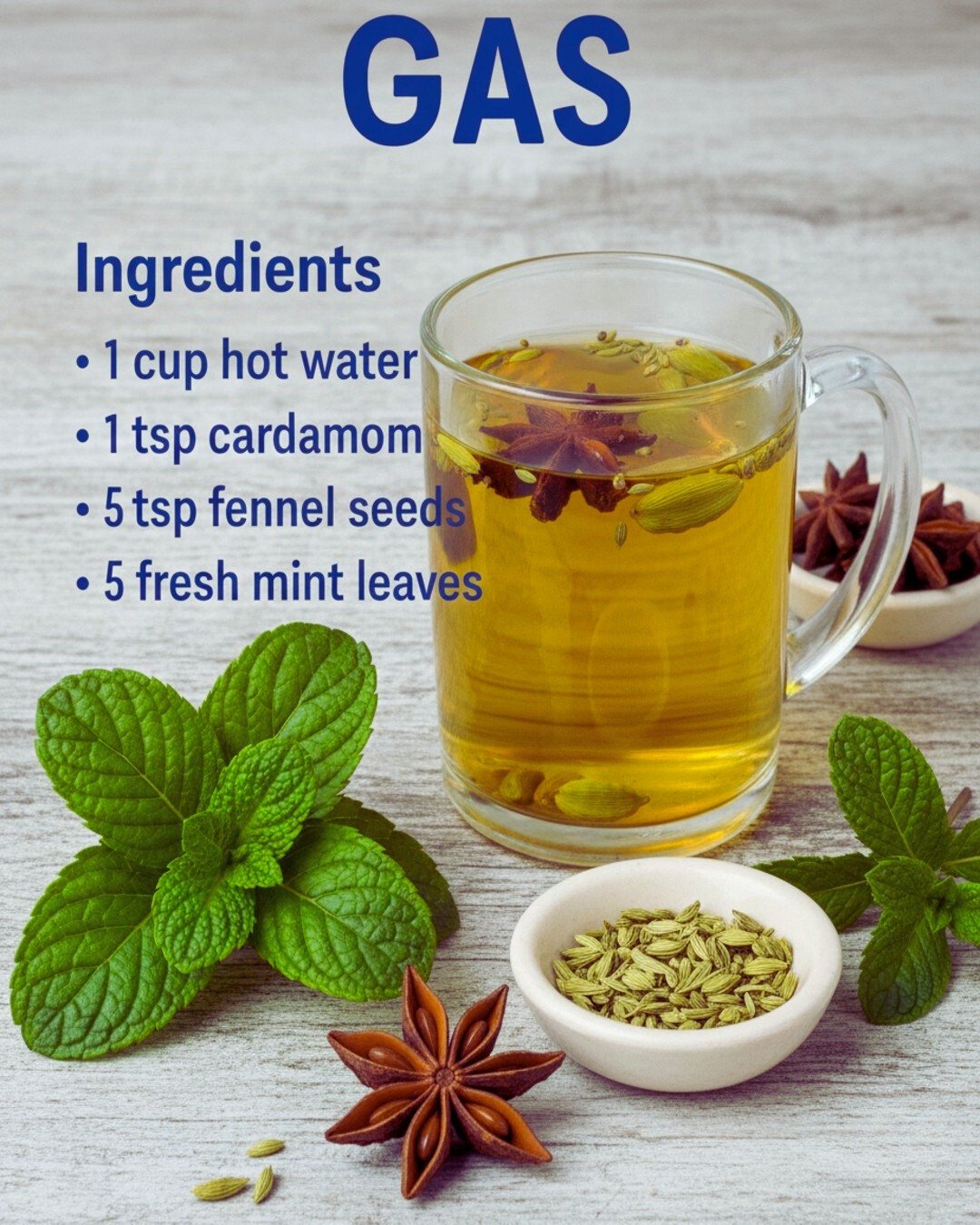 Probavne tegobe poput gasova, nadutosti i osjećaja težine vrlo su česte u današnjem načinu života. Nepravilna ishrana, stres i teški obroci često narušavaju prirodnu ravnotežu želuca. Umjesto hemijskih preparata, mnogi ljudi biraju blage, prirodne lijekove koji smiruju probavni sistem bez nuspojava. Ovaj Prirodni napitak protiv gasova je provjerena biljna mješavina napravljena od jednostavnih sastojaka koje već imate u kuhinji. Svaki sastojak djeluje zajedno kako bi opustio probavni trakt, smanjio nakupljene gasove i poboljšao ukupnu probavu. Kada se pije topao, umiruje sluznicu želuca i pomaže prirodnom oslobađanju pritiska. Ljepota ovog napitka je u njegovoj jednostavnosti. Ne pruža samo privremeno olakšanje, već i dugoročnu podršku probavi ako se koristi redovno. Polagano ispijanje omogućava biljkama da postepeno djeluju, što ga čini posebno efikasnim nakon teških obroka ili kada osjećate nadutost. 🌿 Sastojci 1 šolja vruće vode 1 kašičica kardamoma 5 kašičica sjemenki komorača 5 svježih listova mente 🫖 Način pripreme U vruću vodu dodajte kardamom i sjemenke komorača i ostavite da odstoji 7–10 minuta. Na kraju dodajte svježe listove mente, poklopite i ostavite još 2 minute. Procijedite napitak i pijte polako dok je još topao. 🌱 Zdravstvene prednosti sastojaka Kardamom pomaže opuštanju mišića želuca, smanjuje stvaranje gasova i poboljšava probavu. Sjemenke komorača poznate su po ublažavanju nadutosti, grčeva i probavnih smetnji. Menta smiruje probavni sistem i pruža osvježavajući, umirujući efekat. ✨ Završna riječ Ovaj napitak protiv gasova je jednostavan, ali snažan prirodni lijek za sve koji se bore s nadutošću i probavnim tegobama. Ako se pije nakon obroka ili kada osjetite nakupljanje gasova, pomaže želucu da se prirodno opusti. Uključite ga u svoju rutinu, pijte ga svjesno i dozvolite svojoj probavi da ponovo pronađe ravnotežu – prirodno i nježno. 🌿